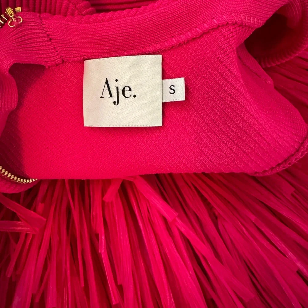 Aje Rushes Raffia Knit Midi Dress in Deep Fuschia Pink size small - Picture 10 of 13